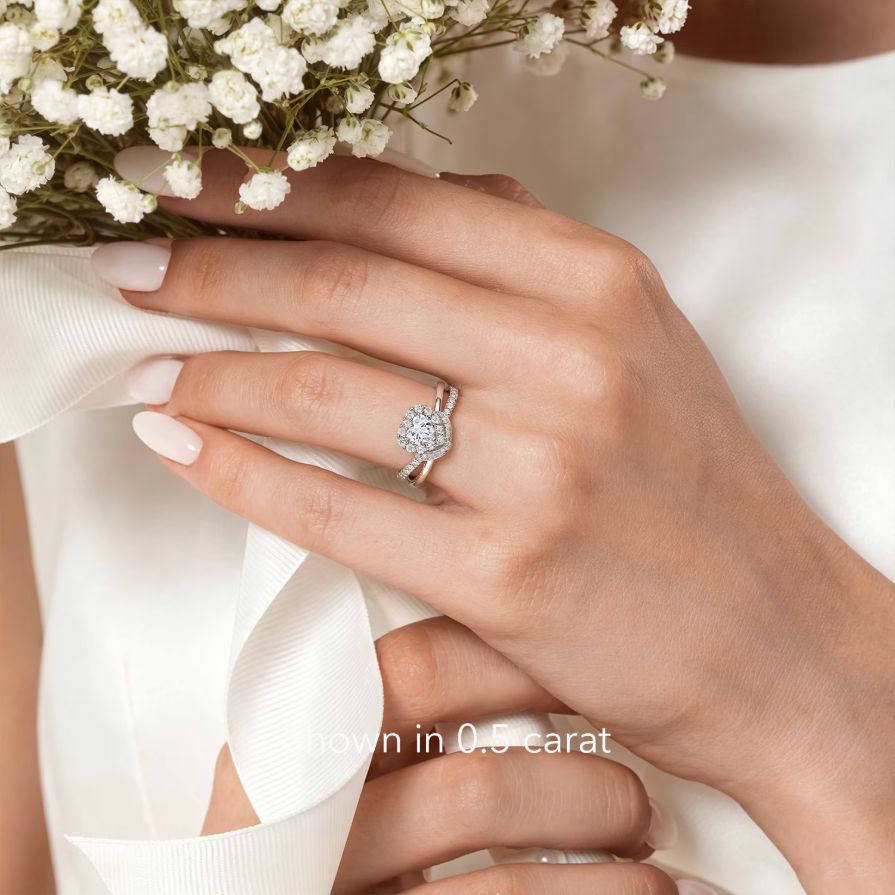 Heart-Cut Halo Pavé Prong Set Engagement Ring Heart-Cut Halo Pavé Prong Set Engagement Ring