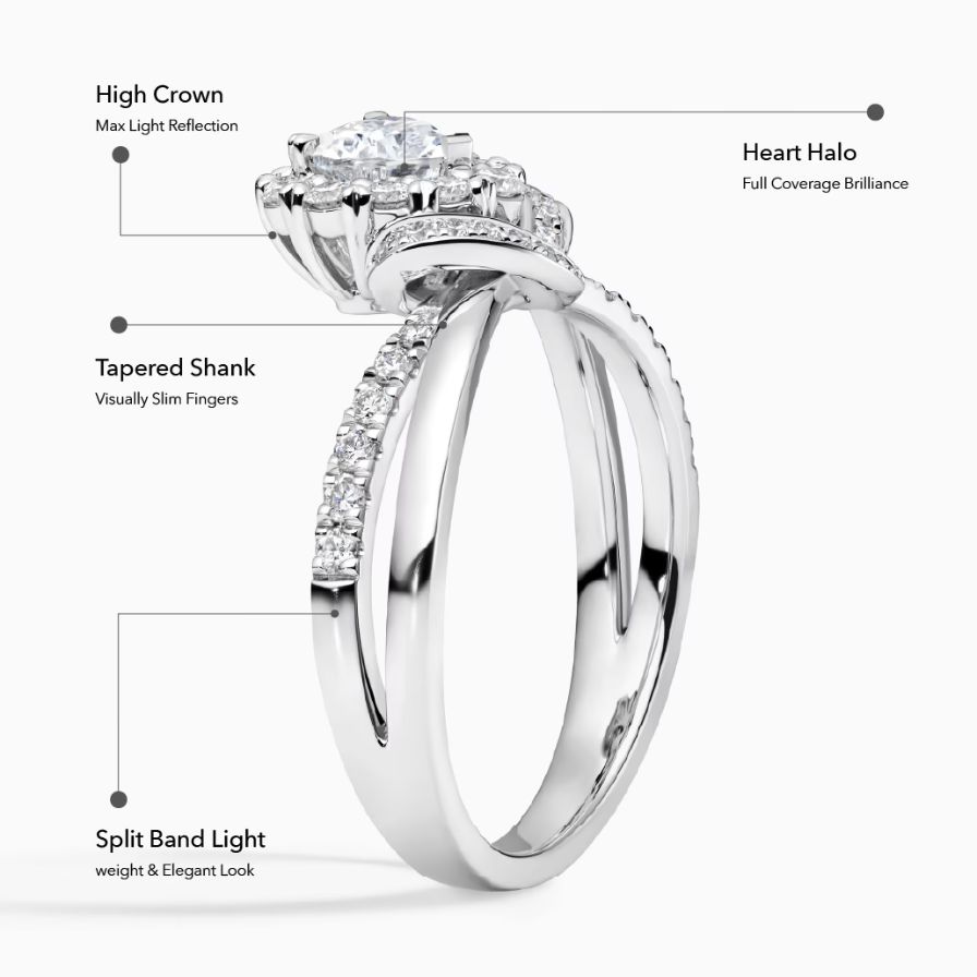 Heart-Cut Halo Pavé Prong Set Engagement Ring Heart-Cut Halo Pavé Prong Set Engagement Ring