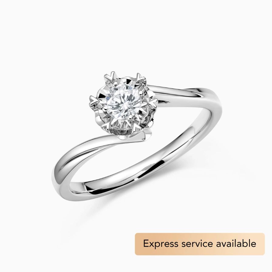 Round Solitaire Affordable Floral Bypass Engagement Ring Round Solitaire Affordable Floral Bypass Engagement Ring