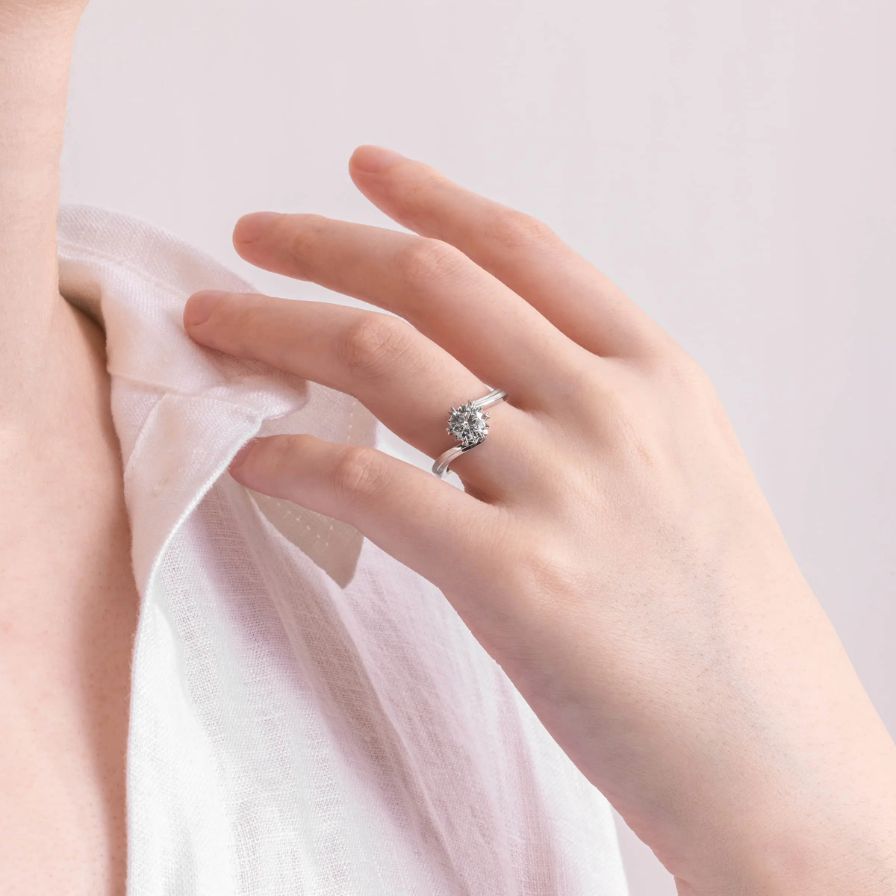 Round Solitaire Affordable Floral Bypass Engagement Ring Round Solitaire Affordable Floral Bypass Engagement Ring