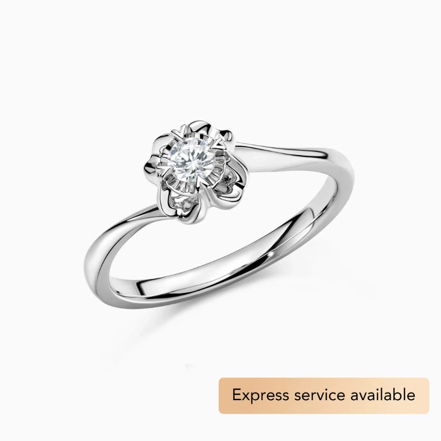 Round Solitaire Rose Bypass Engagement Ring Round Solitaire Rose Bypass Engagement Ring