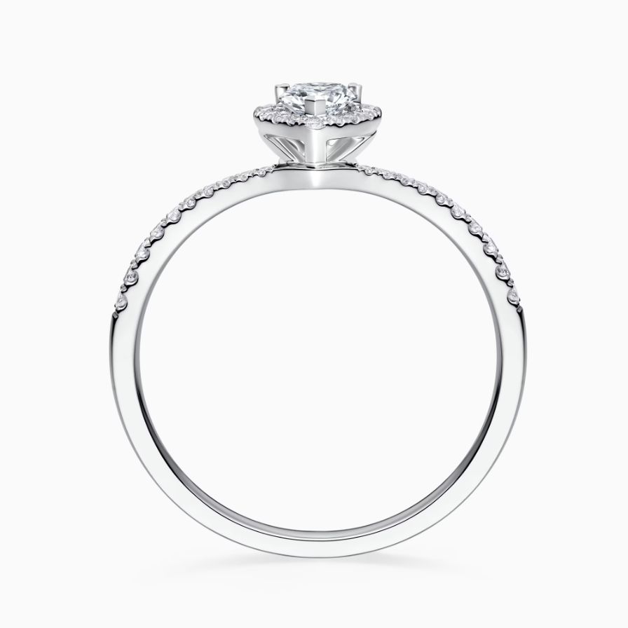Heart shaped Halo Micro Paved Guard Engagement Ring Heart shaped Halo Micro Paved Guard Engagement Ring