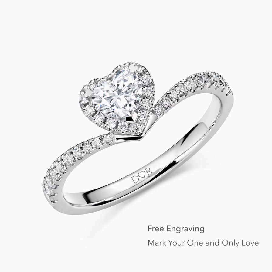 Heart shaped Halo Micro Paved Guard Engagement Ring Heart shaped Halo Micro Paved Guard Engagement Ring