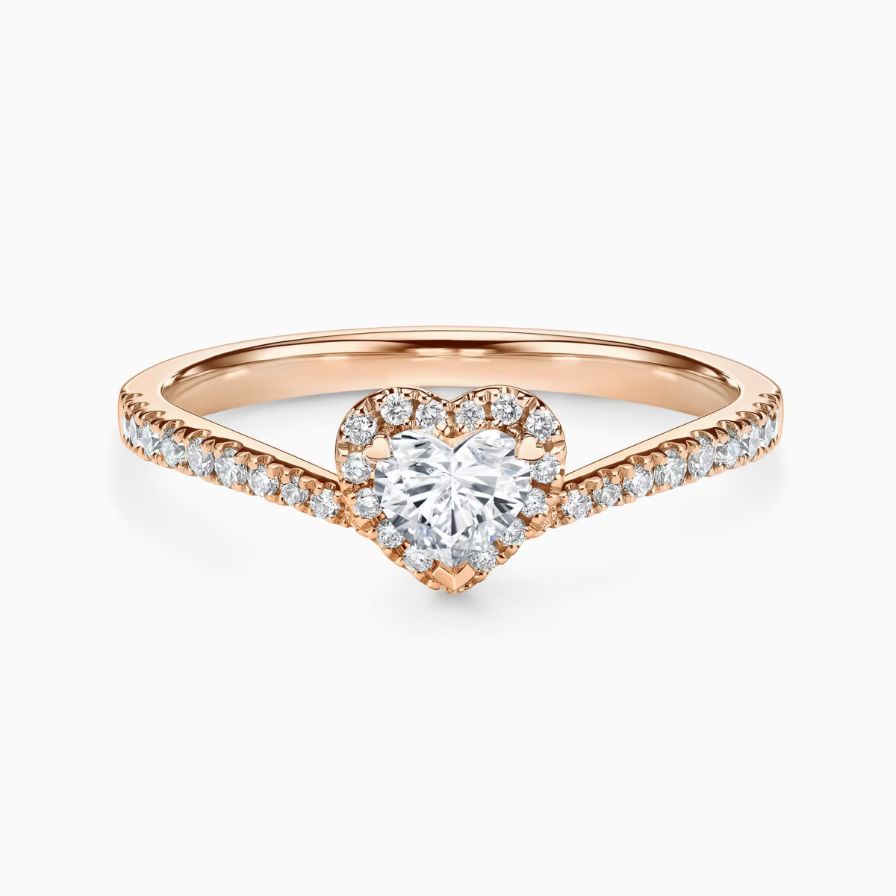 Heart shaped Halo Micro Paved Guard Engagement Ring Heart shaped Halo Micro Paved Guard Engagement Ring