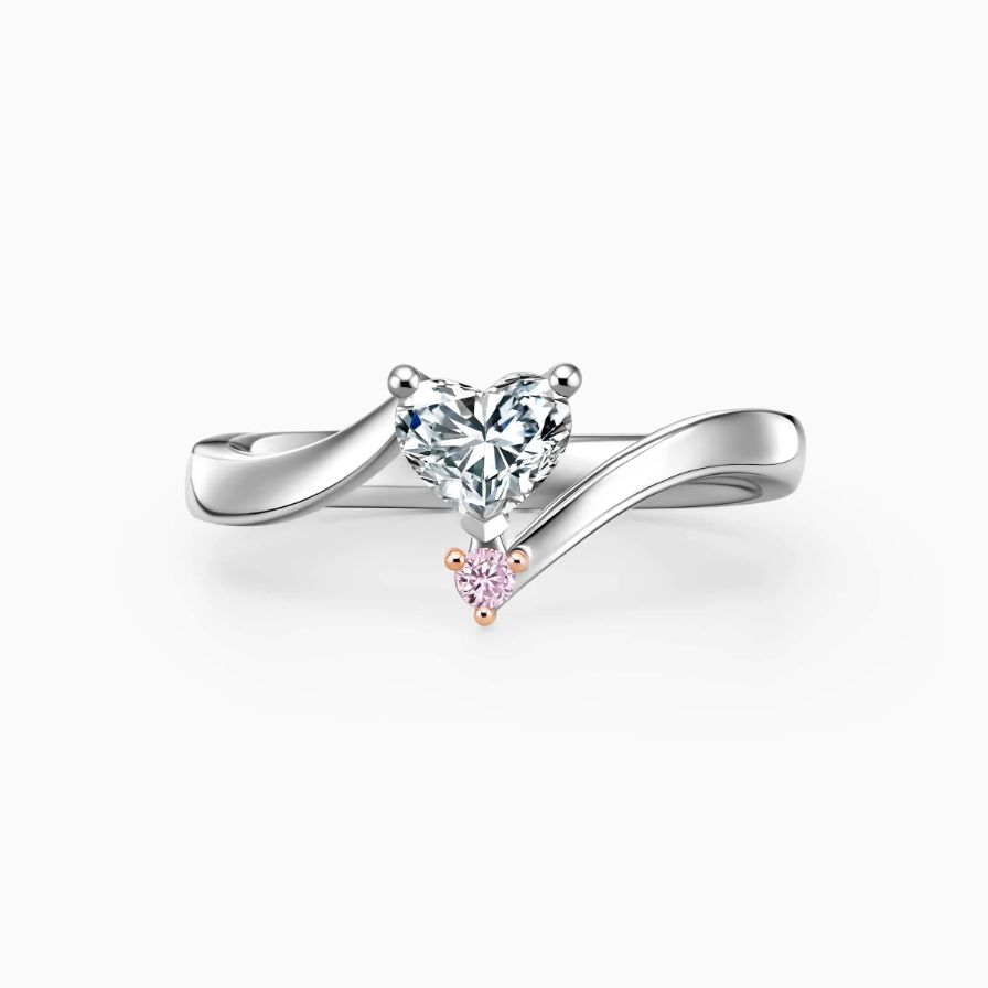 Heart Shaped Bypass Engagement Ring with Pink Diamond Heart Shaped Bypass Engagement Ring with Pink Diamond