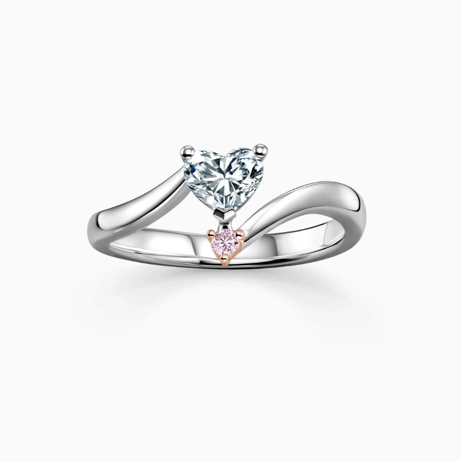 Heart Shaped Bypass Engagement Ring with Pink Diamond Heart Shaped Bypass Engagement Ring with Pink Diamond