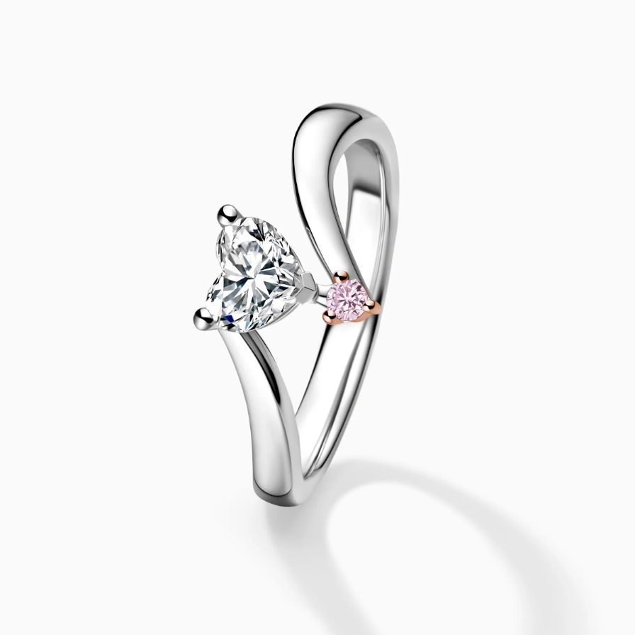 Heart Shaped Bypass Engagement Ring with Pink Diamond Heart Shaped Bypass Engagement Ring with Pink Diamond