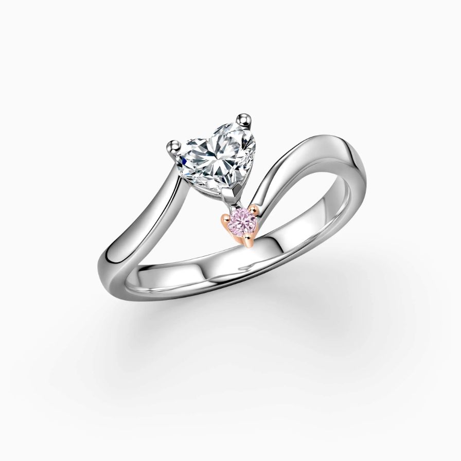 Heart Shaped Bypass Engagement Ring with Pink Diamond Heart Shaped Bypass Engagement Ring with Pink Diamond