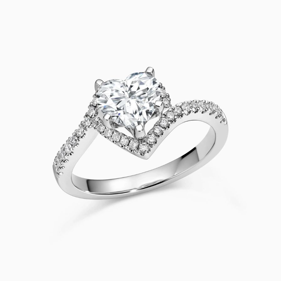 Heart Shape Halo Pavé Bypass Engagement Ring Heart Shape Halo Pavé Bypass Engagement Ring