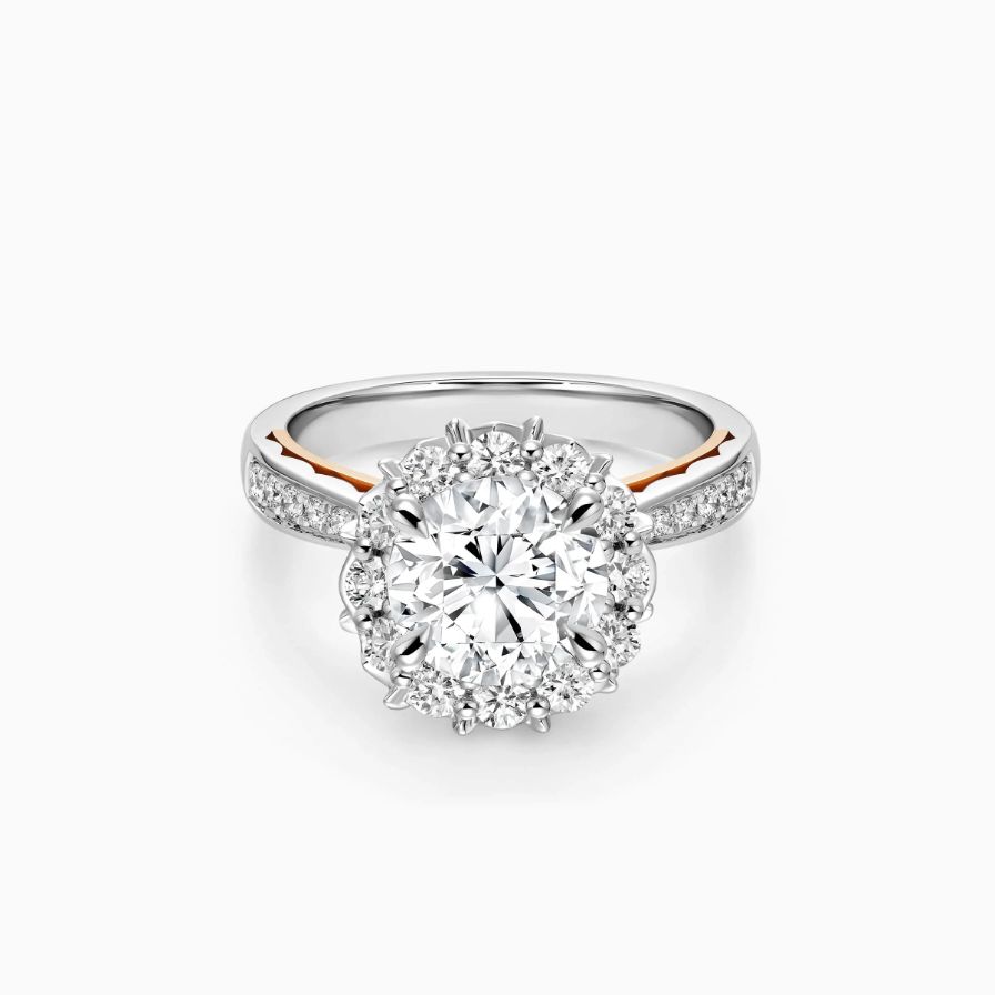 Round Halo Pavé Elegant Engagement Ring Round Halo Pavé Elegant Engagement Ring