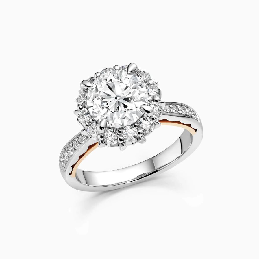 Round Halo Pavé Elegant Engagement Ring Round Halo Pavé Elegant Engagement Ring