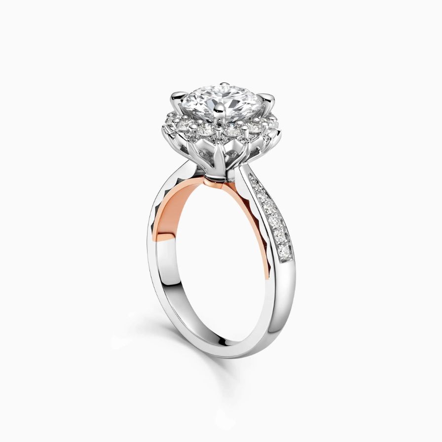Round Halo Pavé Elegant Engagement Ring Round Halo Pavé Elegant Engagement Ring
