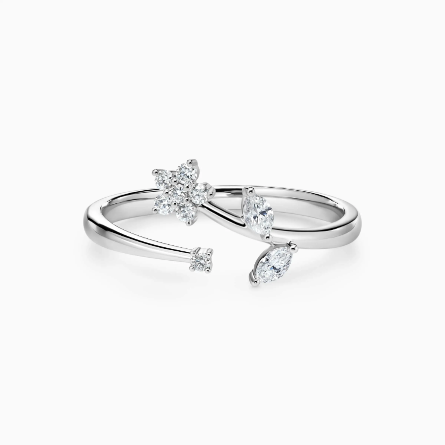Scatter Floral Halo Engagement Ring
