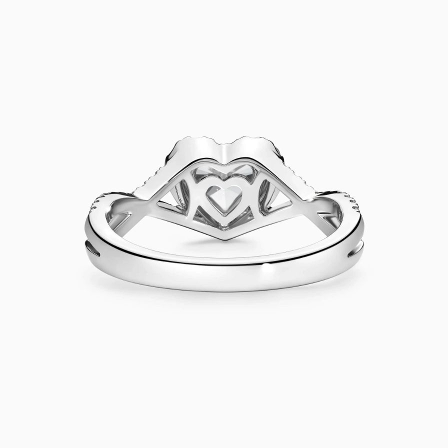 DR HEART Heart Shaped Halo Twisted Engagement Ring DR HEART Heart Shaped Halo Twisted Engagement Ring