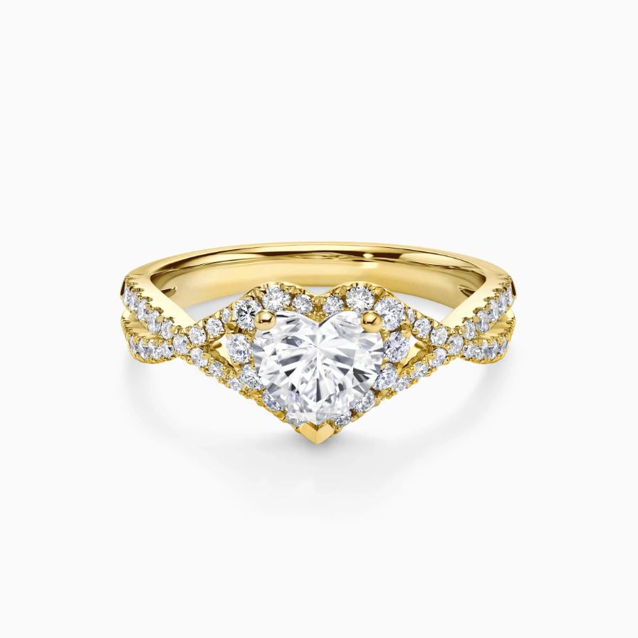 DR HEART Heart Shaped Halo Twisted Engagement Ring DR HEART Heart Shaped Halo Twisted Engagement Ring