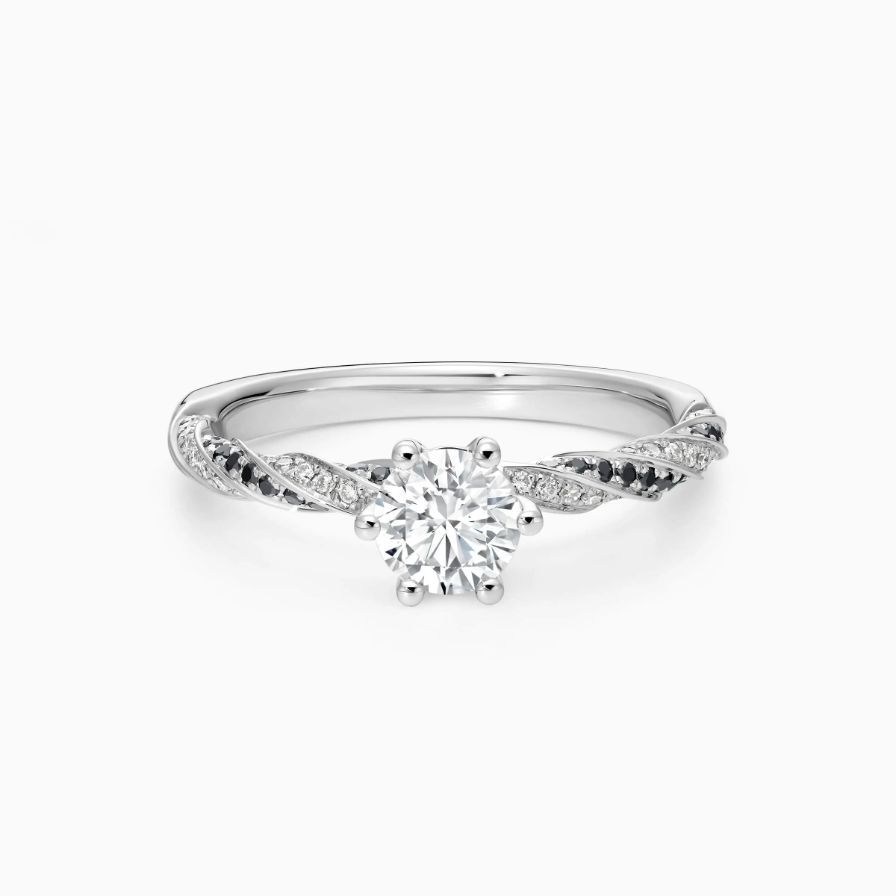 Round Solitaire Twisted Black Diamond Engagement Ring Round Solitaire Twisted Black Diamond Engagement Ring