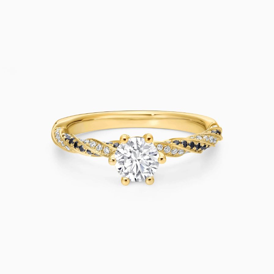 Round Solitaire Twisted Black Diamond Engagement Ring Round Solitaire Twisted Black Diamond Engagement Ring