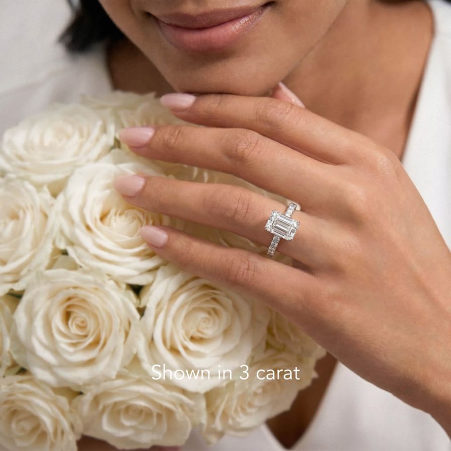 Emerald-cut Solitaire Pavé Engagement Ring Emerald-cut Solitaire Pavé Engagement Ring