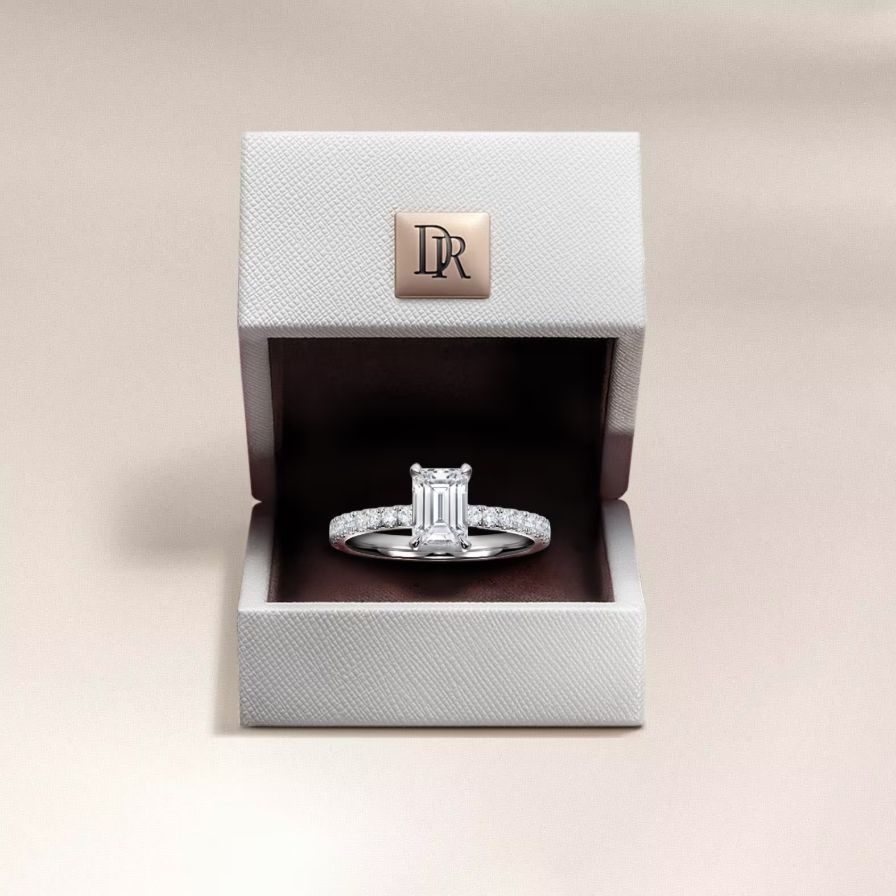 Emerald-cut Solitaire Pavé Engagement Ring Emerald-cut Solitaire Pavé Engagement Ring