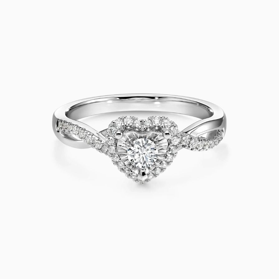 Round Halo Heart shaped Twisted Engagement Ring Round Halo Heart shaped Twisted Engagement Ring