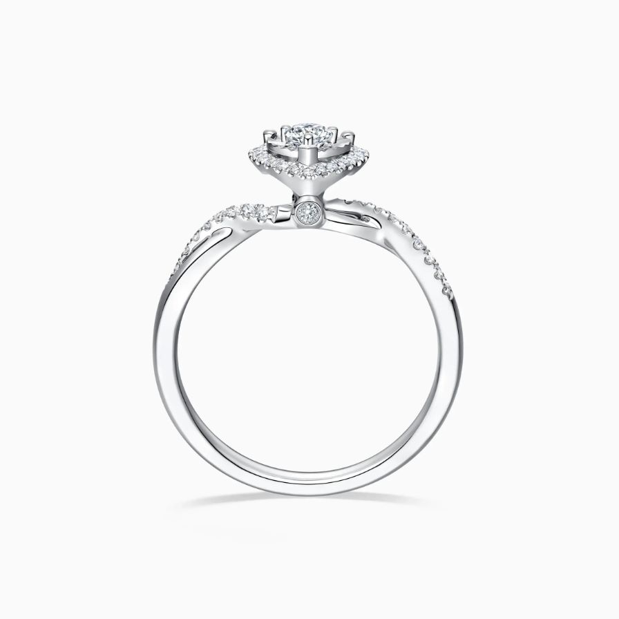 Round Halo Heart shaped Twisted Engagement Ring Round Halo Heart shaped Twisted Engagement Ring