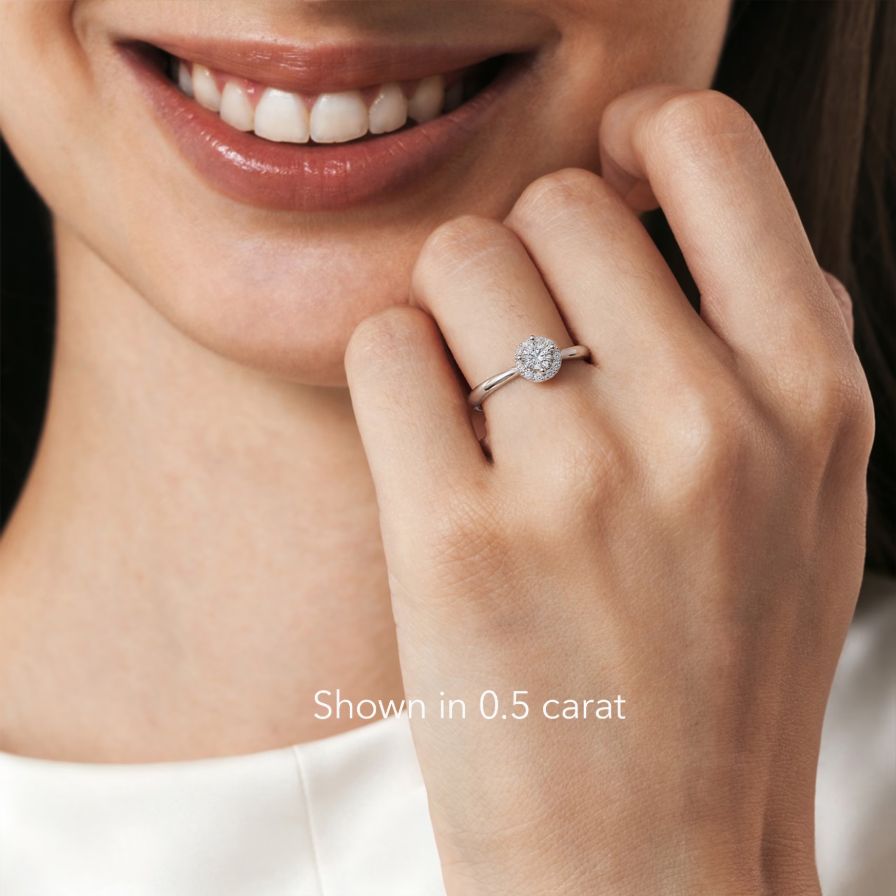 DR BELIEVE Round Halo Engagement Ring DR BELIEVE Round Halo Engagement Ring