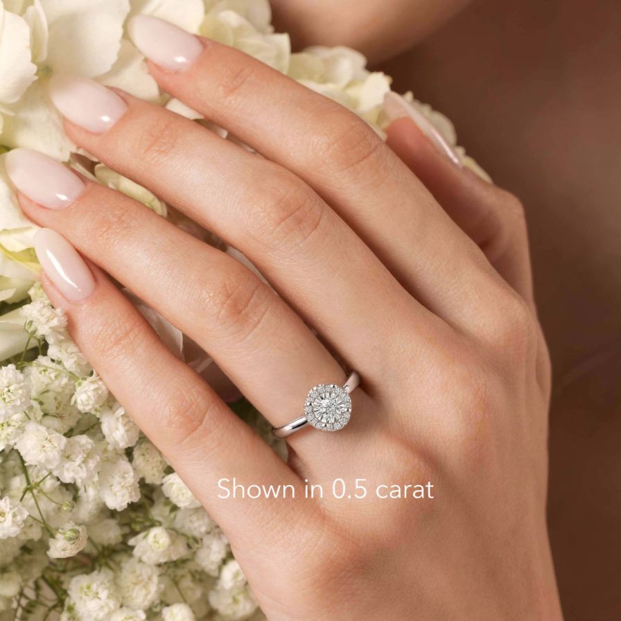 DR BELIEVE Round Halo Engagement Ring DR BELIEVE Round Halo Engagement Ring