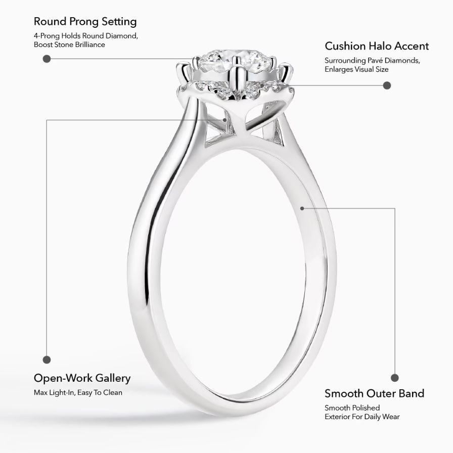 DR BELIEVE Round Halo Engagement Ring DR BELIEVE Round Halo Engagement Ring
