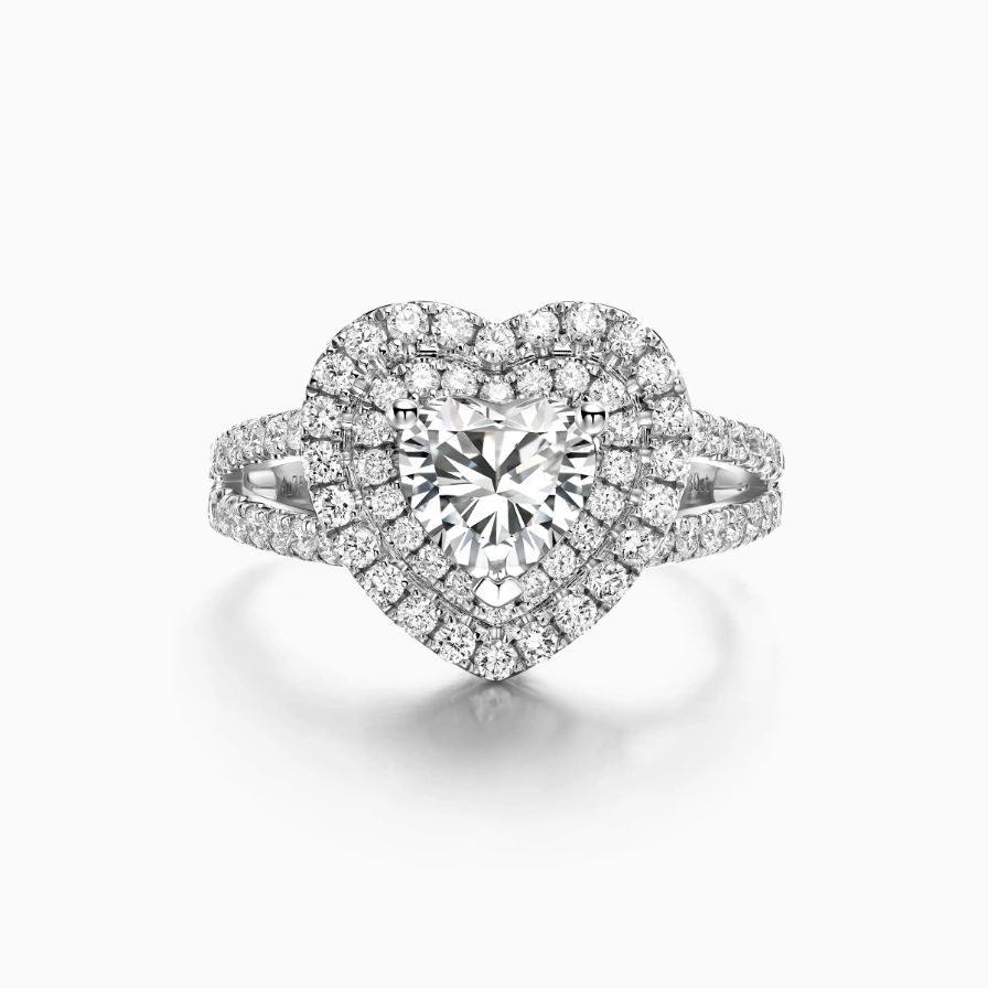 Heart Shaped Double Halo Pavé Engagement Ring Heart Shaped Double Halo Pavé Engagement Ring