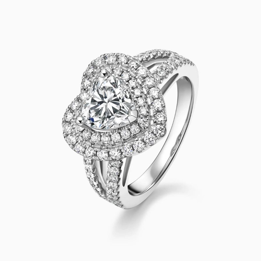 Heart Shaped Double Halo Pavé Engagement Ring Heart Shaped Double Halo Pavé Engagement Ring