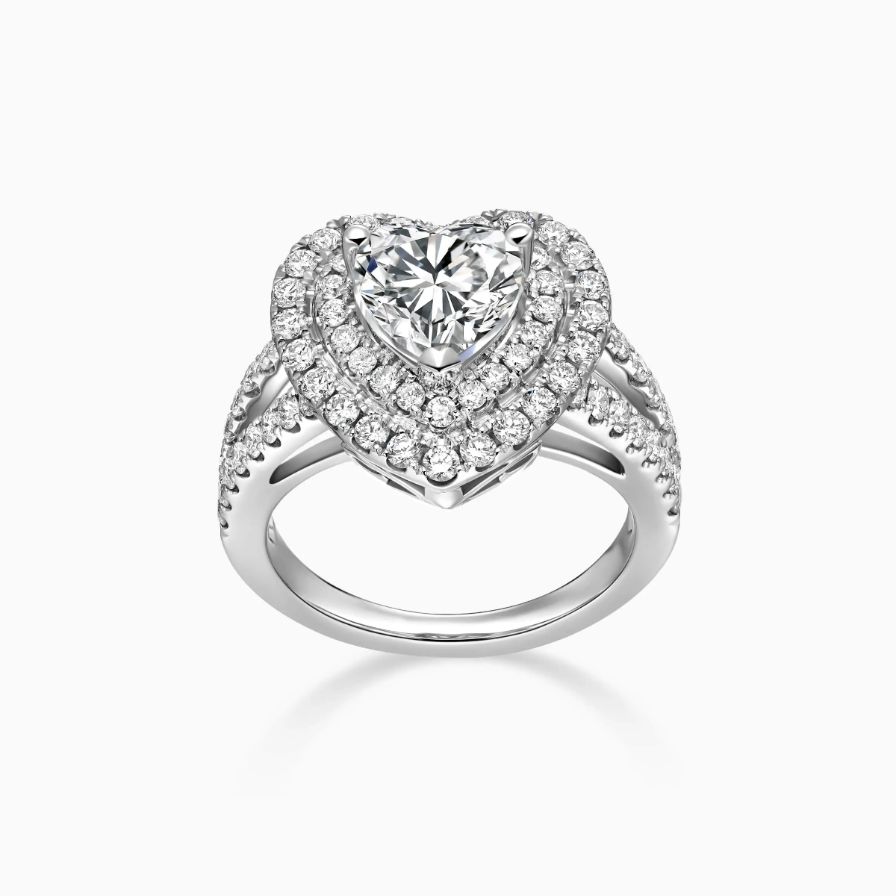 Heart Shaped Double Halo Pavé Engagement Ring Heart Shaped Double Halo Pavé Engagement Ring