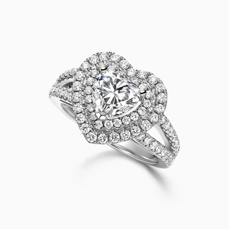 Heart Shaped Double Halo Pavé Engagement Ring Heart Shaped Double Halo Pavé Engagement Ring