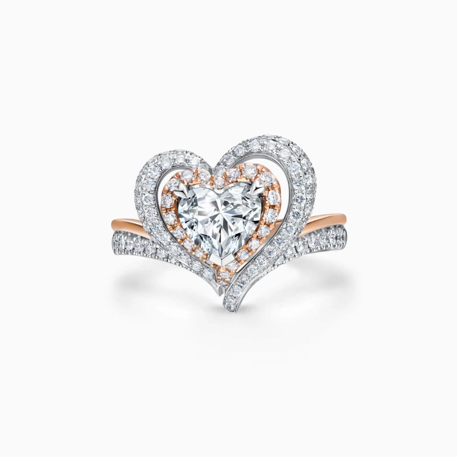 Pulsating Two-tone Luxury Halo Pavé Bypass Engagement Ring Pulsating Two-tone Luxury Halo Pavé Bypass Engagement Ring
