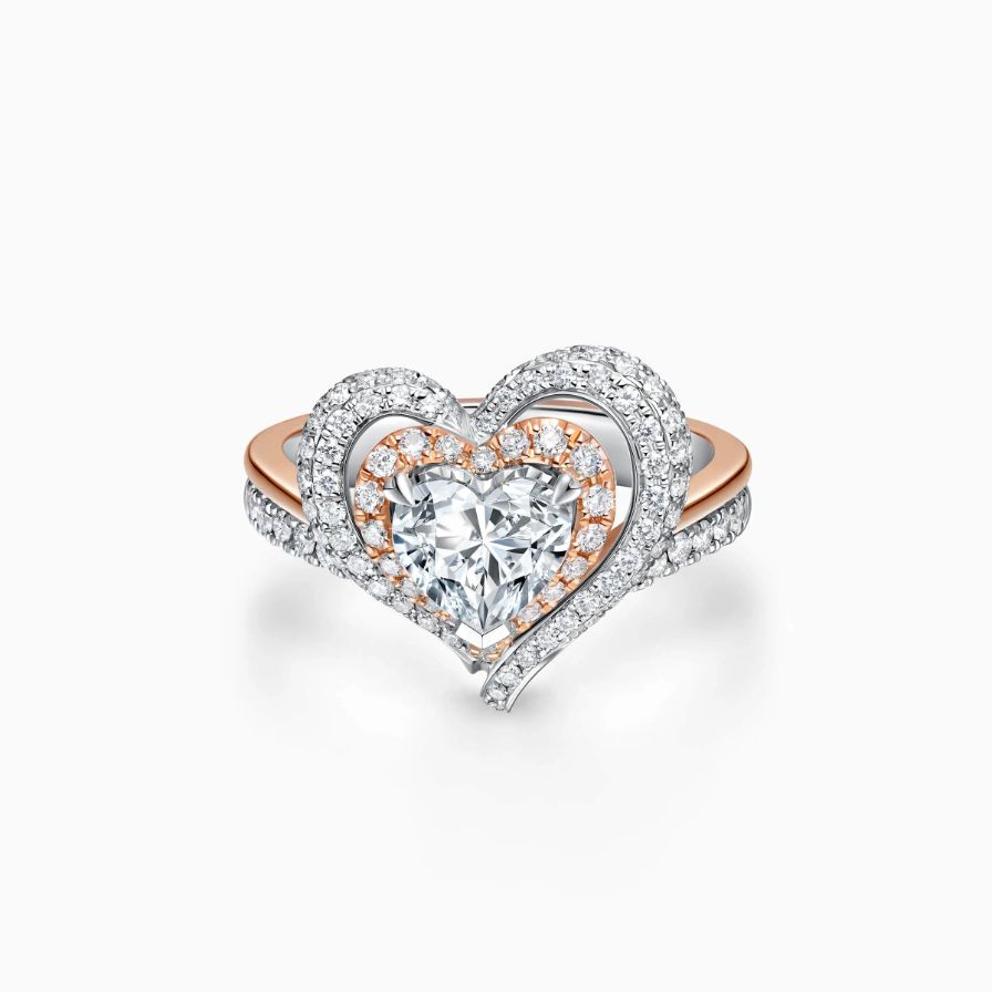 Pulsating Two-tone Luxury Halo Pavé Bypass Engagement Ring Pulsating Two-tone Luxury Halo Pavé Bypass Engagement Ring
