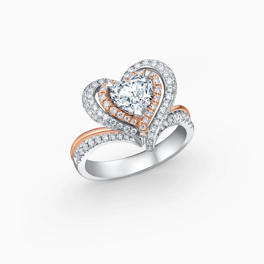 Pulsating Two-tone Luxury Halo Pavé Bypass Engagement Ring Pulsating Two-tone Luxury Halo Pavé Bypass Engagement Ring
