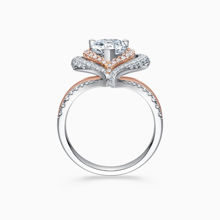Pulsating Two-tone Luxury Halo Pavé Bypass Engagement Ring Pulsating Two-tone Luxury Halo Pavé Bypass Engagement Ring