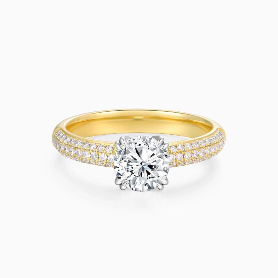 Triple Row Pavé Solitaire Engagement Ring Triple Row Pavé Solitaire Engagement Ring