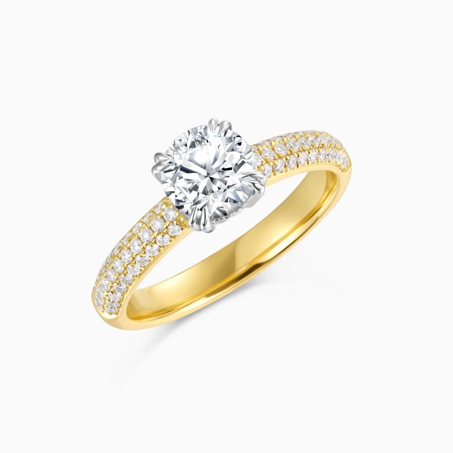 Triple Row Pavé Solitaire Engagement Ring Triple Row Pavé Solitaire Engagement Ring