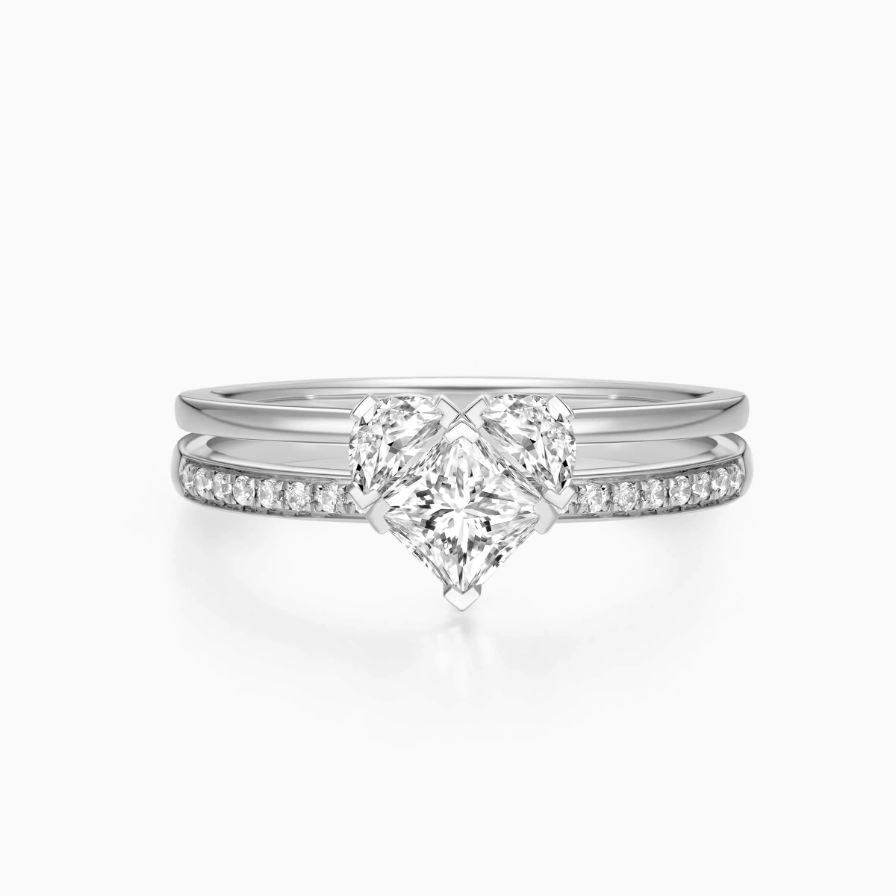 Trilogie Heart Stacked Pavé Engagement Ring Trilogie Heart Stacked Pavé Engagement Ring