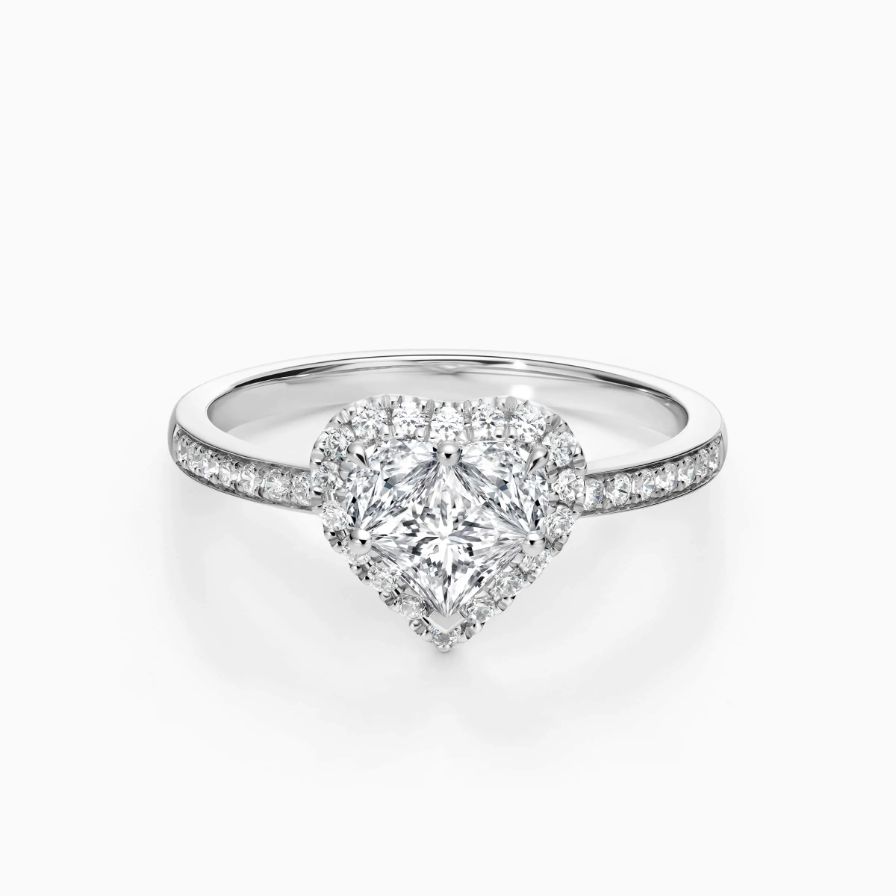 Trilogie Heart Halo Pavé Engagement Ring Trilogie Heart Halo Pavé Engagement Ring