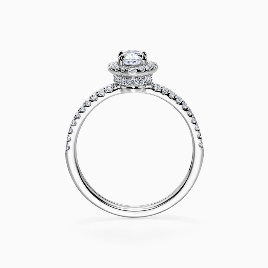 Marquise-cut Halo Split Shank Double Band Pavé Engagement Ring Marquise-cut Halo Split Shank Double Band Pavé Engagement Ring