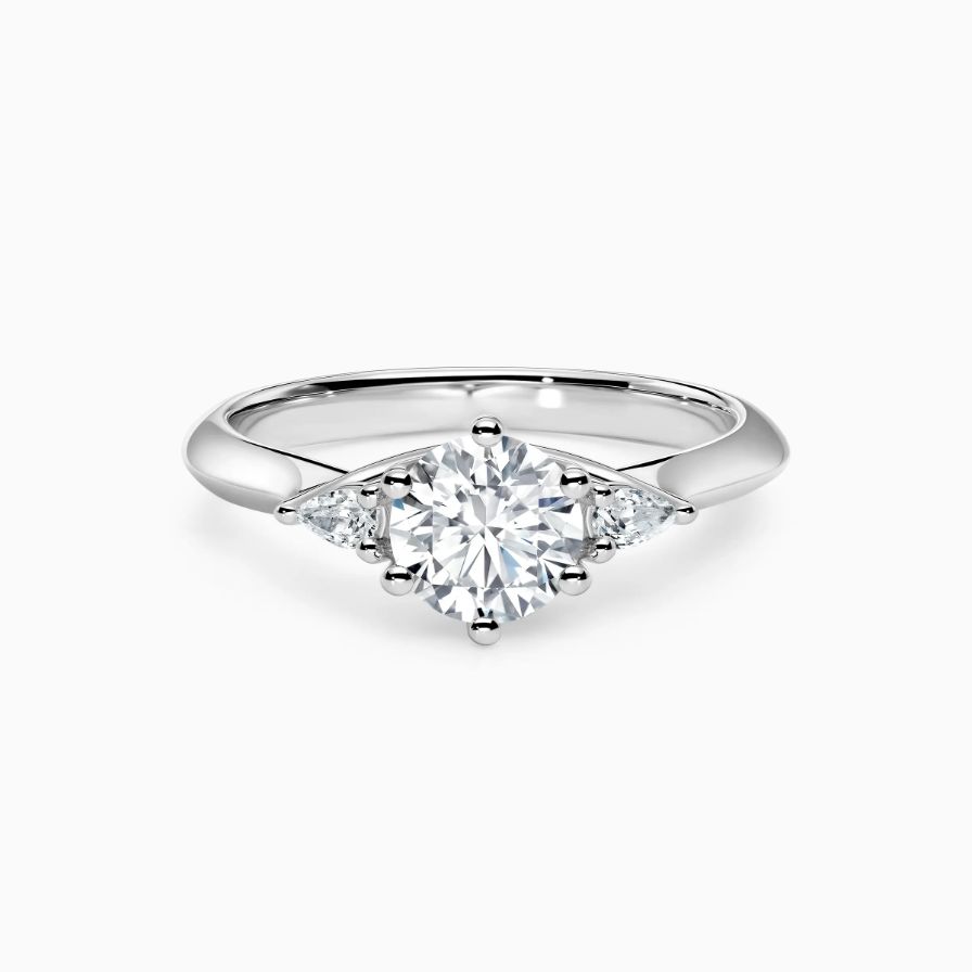 Round Side-stone Star Eyes Engagement Ring Round Side-stone Star Eyes Engagement Ring