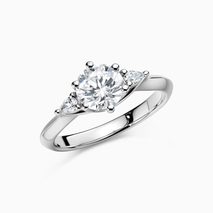 Round Side-stone Star Eyes Engagement Ring Round Side-stone Star Eyes Engagement Ring