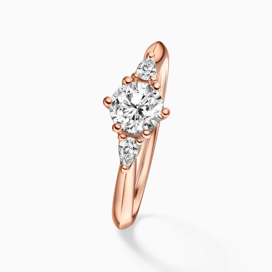 Round Side-stone Star Eyes Engagement Ring Round Side-stone Star Eyes Engagement Ring