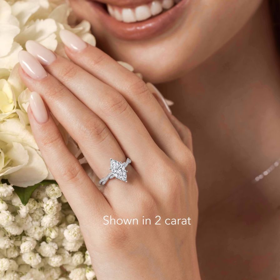 Lab Grown Marquise Hidden Halo Twisted Engagement Ring Lab Grown Marquise Hidden Halo Twisted Engagement Ring