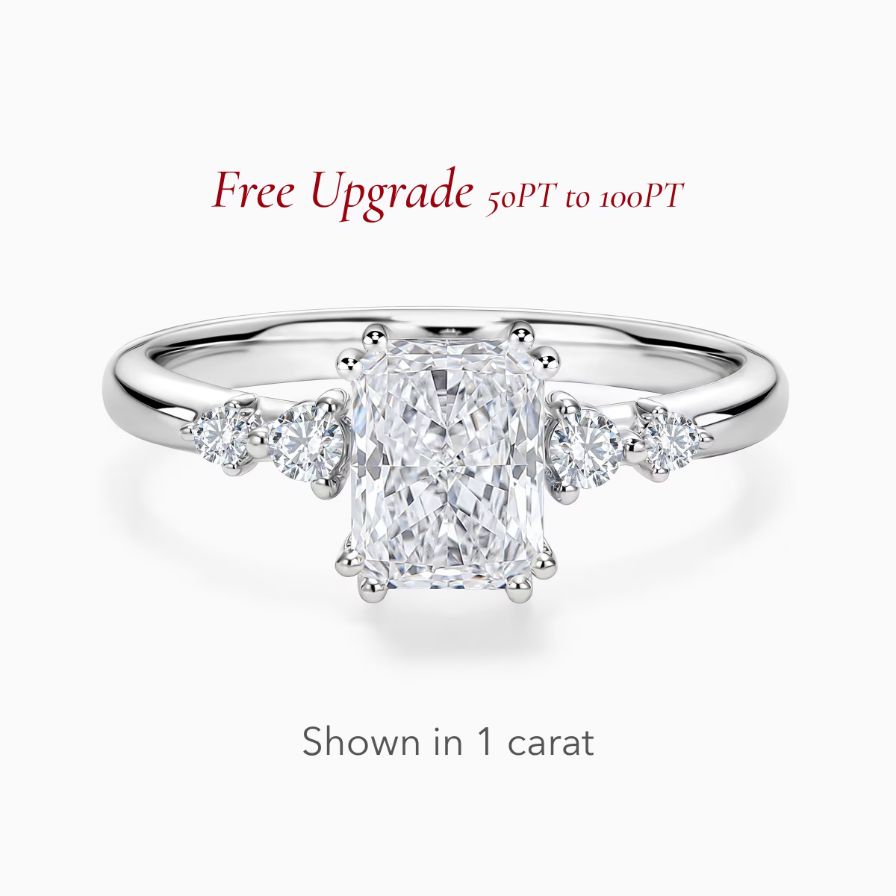 Lab-Grown Radiant Side-stone  Engagement Ring