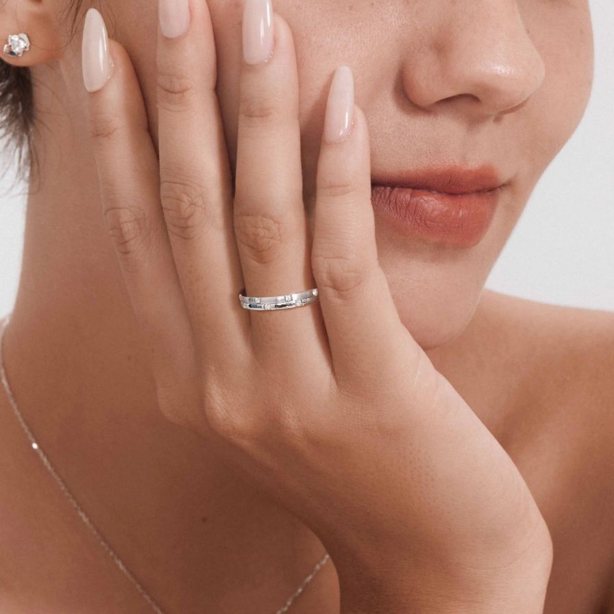 Spaced Diamond Spinning Wedding Rings Spaced Diamond Spinning Wedding Rings
