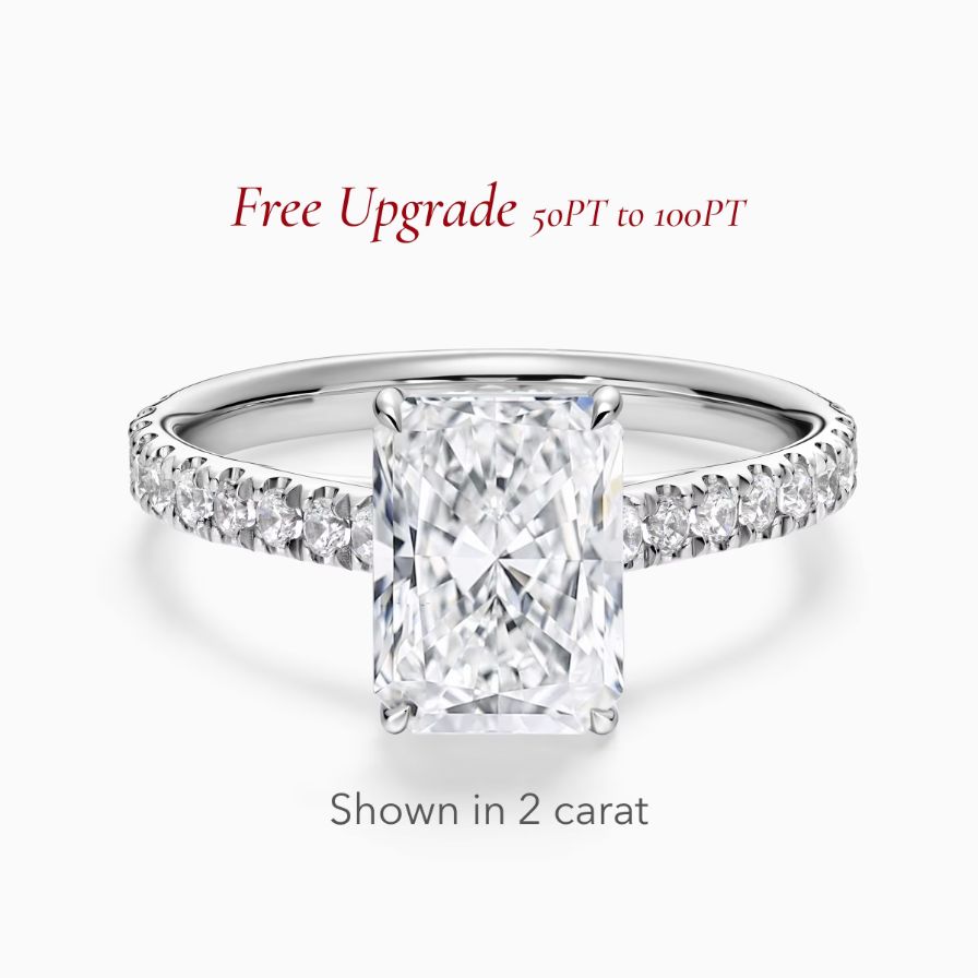 Lab-Grown Radiant Solitaire Pavé Engagement Ring