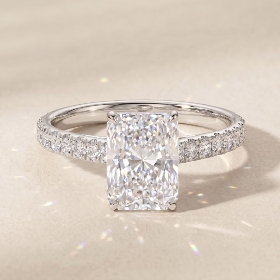 Lab-Grown Radiant Solitaire Pavé Engagement Ring Lab-Grown Radiant Solitaire Pavé Engagement Ring