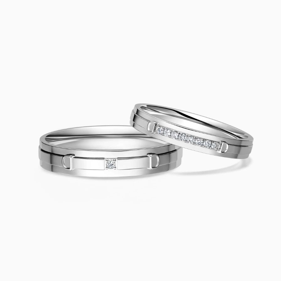 D Shape Diamond Pavé Wedding Rings D Shape Diamond Pavé Wedding Rings